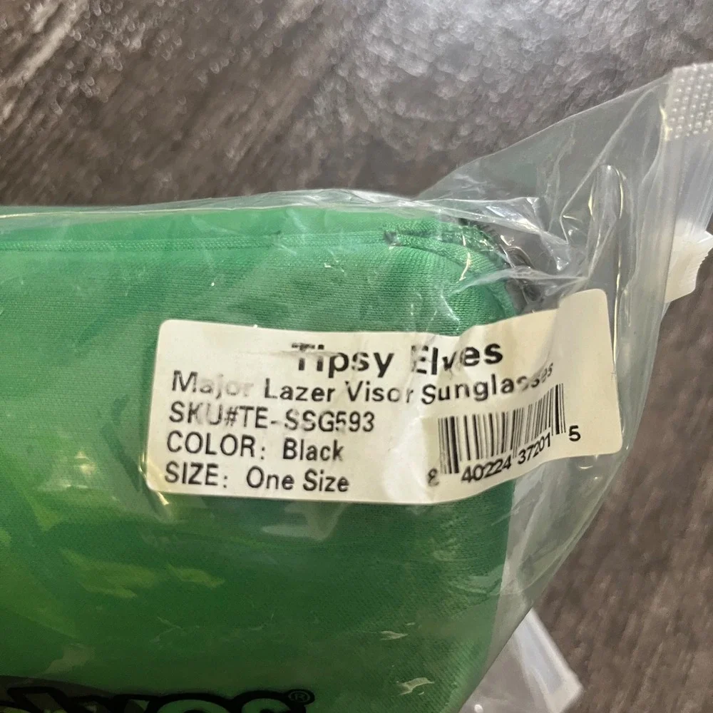 Tipsy Elves Major Lazer Visor Ski Sunglasses Black Green Mirror Snowboarding